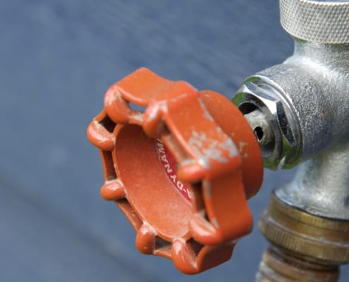 An outdoor faucet valve.