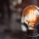 A turned-on light bulb