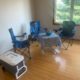 Table, chairs, snacks, and drinks set up by Inspection Works