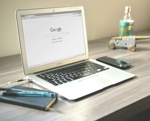 Open laptop on a table