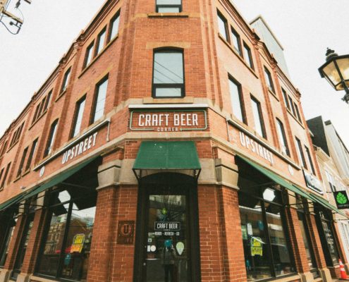 Corner entrance of a craft brewery building