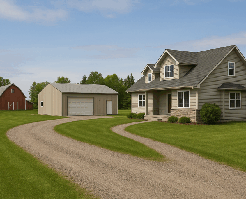 Acreage with a house, a shop, and a barn