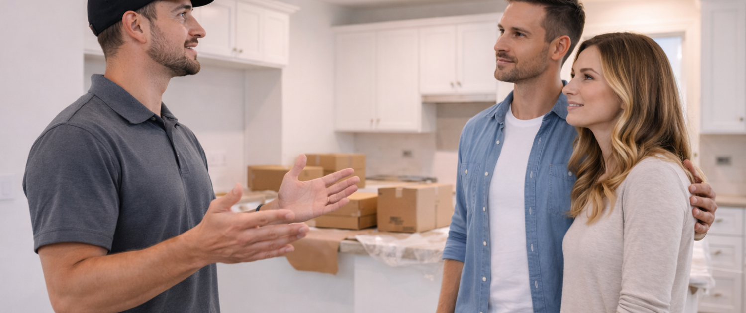 Homebuyer reviewing inspection before possession