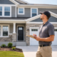 Home inspector performing a new construction inspection on a newly built house